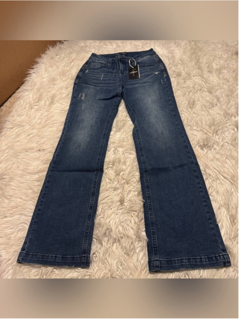 Flamingals flared wide leg stretchy denim jeans size S FG14-22